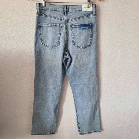 Express US Womens 6R Light Wash Distressed Straight Ankle Jeans High Rise NEW - Picture 4 of 12